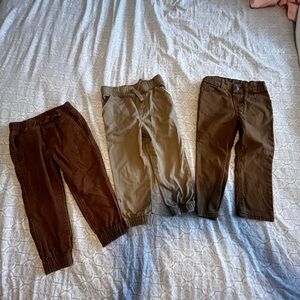 Set of Three Brown and Tan Pants for Kids